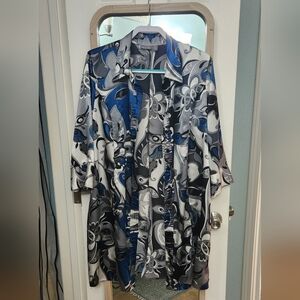 Apt. 9 Blue and Black Patterned Blouse.  Dress Length